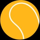 A bright yellow tennis ball with a white seam indicating curvature.